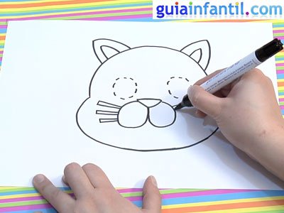 Dibujo de un gato para colorear. Paso 3. Dibujo de un gato para colorear. Paso 3.