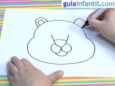 Careta de león para dibujar. Paso 1.