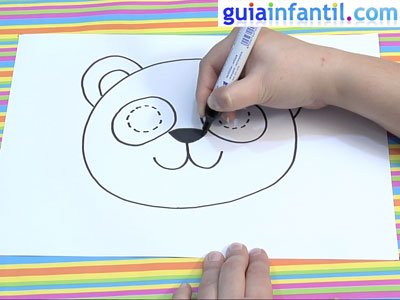 Máscara de oso panda para dibujar. Paso 3. Máscara de oso panda para dibujar. Paso 3.