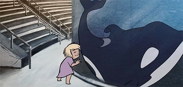 La empatía de los niños por los animales Niña con orca