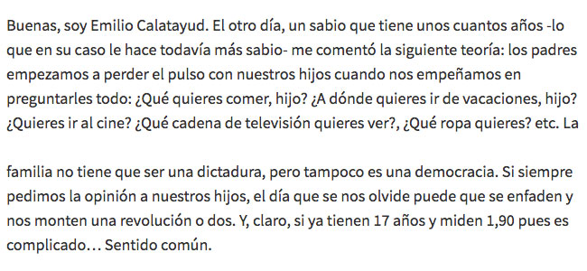 La familia no es una democracia Escrito Calatayud