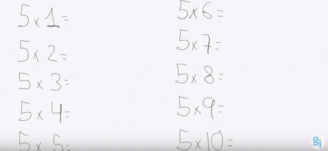 Truco d ela tabla del cinco Truco de la tabla del cinco