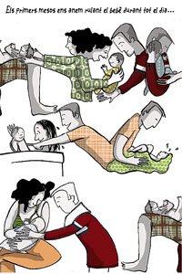 Padres primerizos. Dibujo de Glòria Vives Padres primerizos. Dibujo de Glòria Vives