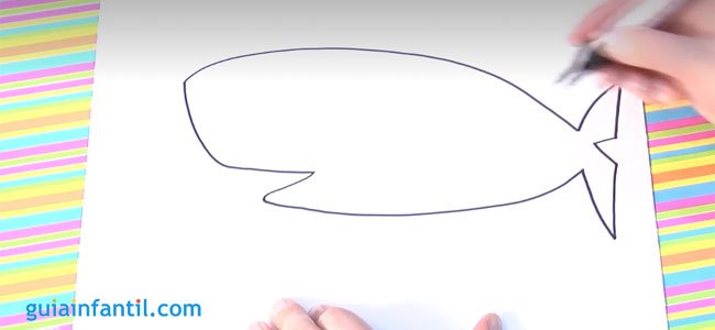 Dibujo de un tiburón. Paso 1.