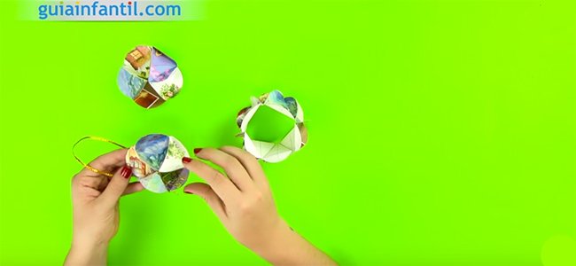 Bola de Navidad con cartón. Paso 6 Bola de Navidad con cartón. Paso 6