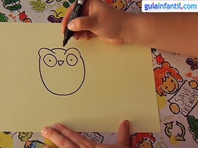 Dibujar un búho. Paso 2.