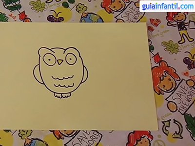 Dibujar un búho. Paso 4.
