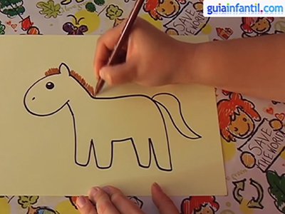 Dibujar un caballo. Paso 4.