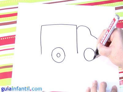 Dibujo de un camión. Paso 3.