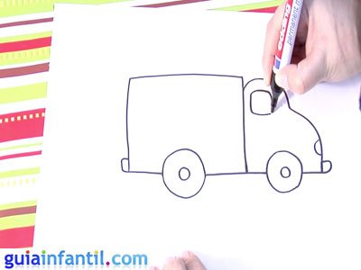 Dibujo de un camión. Paso 4.