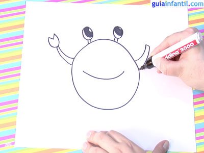 Dibujo de un cangrejo.Paso 3. Dibujo de un cangrejo.Paso 3.