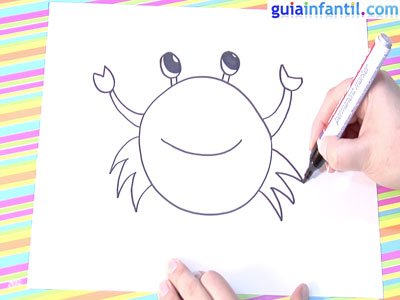 Dibujo de un cangrejo.Paso 4. Dibujo de un cangrejo.Paso 4.