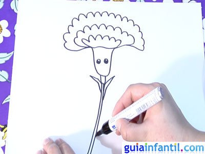 Dibujo de un clavel. Paso 4. Dibujo de un clavel. Paso 4.