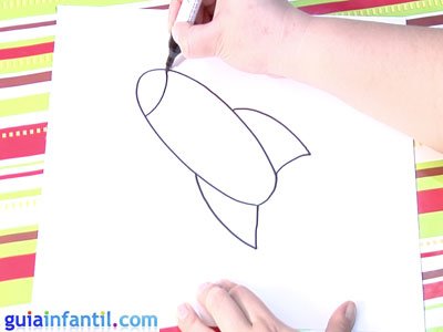 Dibujo de un cohete. Paso 2. Dibujo de un cohete. Paso 2.