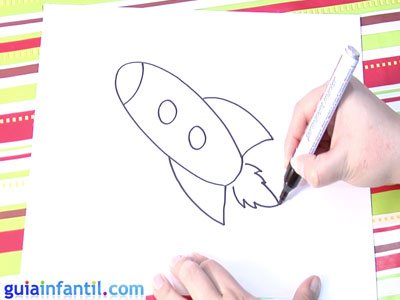 Dibujo de un cohete. Paso 3. Dibujo de un cohete. Paso 3.