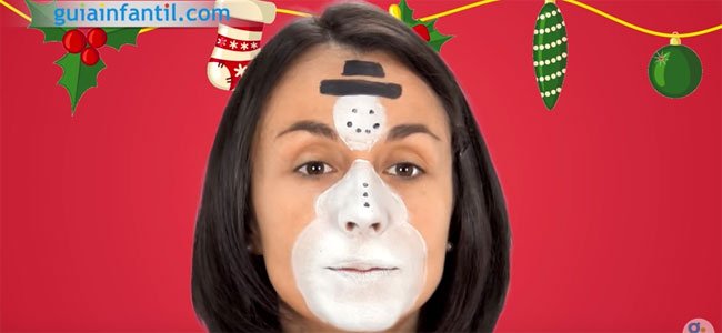 Maquillaje de Muñeco de nieve para niños. Paso 2 Maquillaje de Muñeco de nieve para niños. Paso 2
