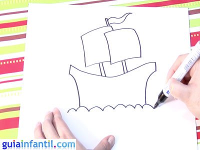Dibujo de un navío. Paso 4. Dibujo de un navío. Paso 4.
