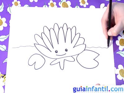 Dibujo de un nenúfar. Paso 4. Dibujo de un nenúfar. Paso 4.