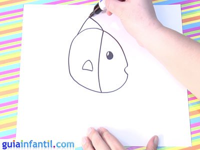 Dibujo de un pez. Paso 2.