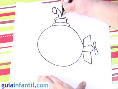 Dibujo de un submarino. Paso 2. Dibujo de un submarino. Paso 2.