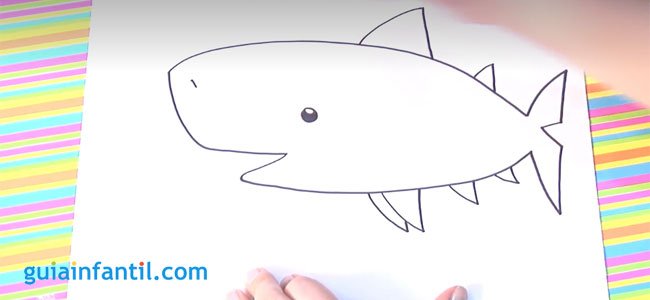 Dibujo de un tiburón. Paso 3.