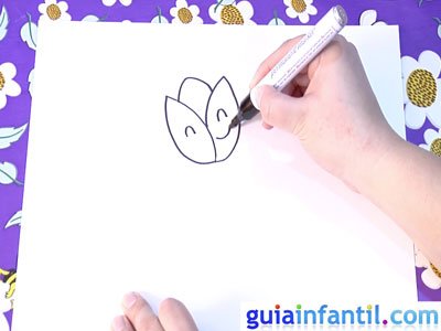 Dibujo de un tulipán. Paso 2.