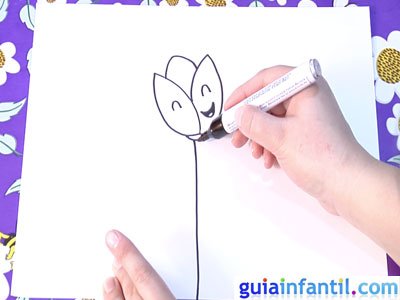 Dibujo de un tulipán. Paso 3.
