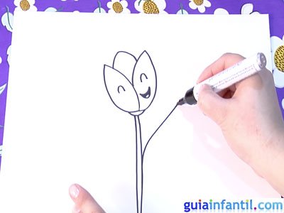 Dibujo de un tulipán. Paso 4.