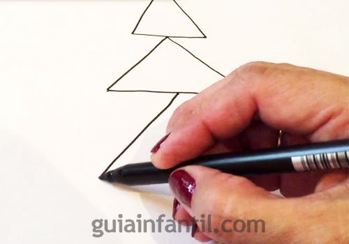 Cómo dibujar un árbol de Navidad. Paso 1