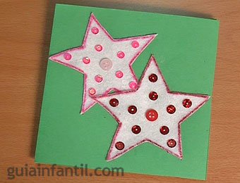 Postal de Navidad con estrellas de fieltro