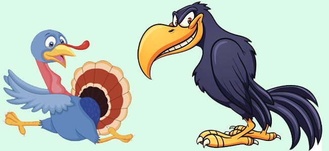 El pavo y el cuervo. Fábulas para niños.
