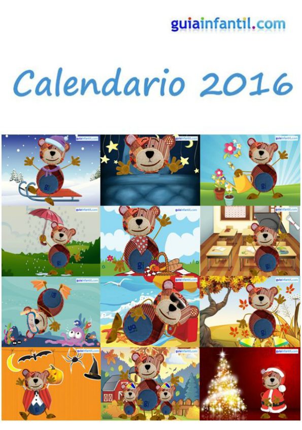 Calendario infantil del Oso Traposo 2016 Calendario infantil del Oso Traposo 2016