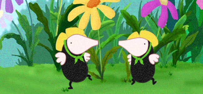 Los dibujos animados de Las hermanas Topo Topos y flores