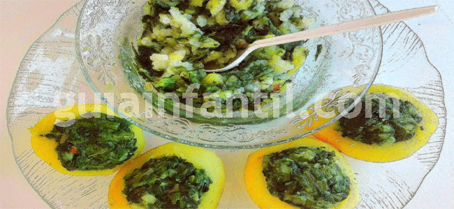 Patatas con espinacas. Cena divertidas para niños. Paso 3