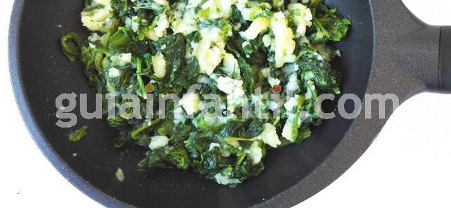 Patatas con espinacas. Cena divertidas para niños. Paso 2