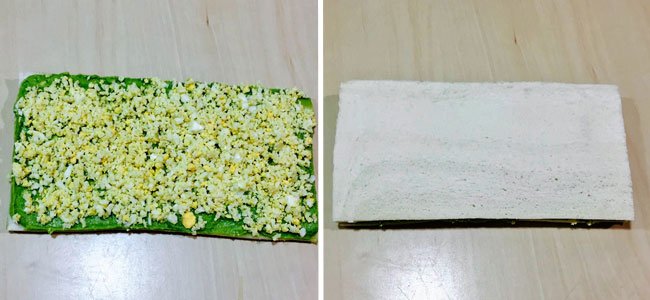 Árbol de Navidad con pan de molde. Paso 3