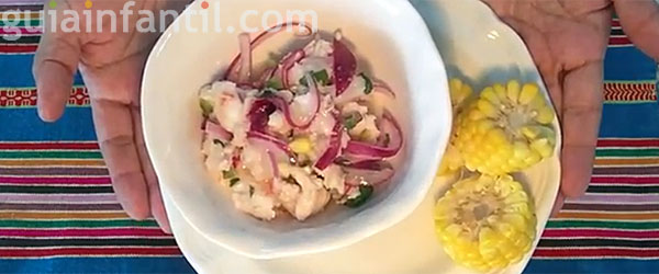 Ceviche de pescado y camarones. Paso 5