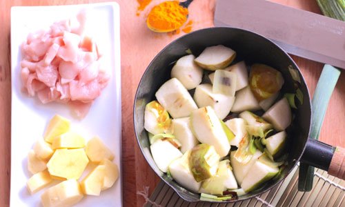 Crema de pollo y pera