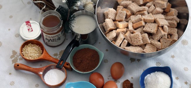 Ingredientes del pudding de coco Ingredientes del pudding de coco