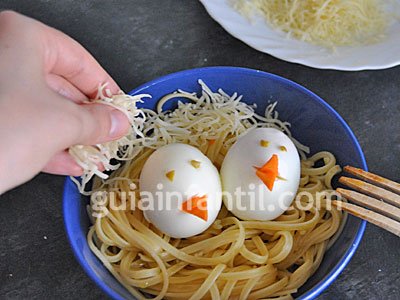 Nidos de pasta con verdura Recetas de pasta para niños