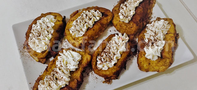 Torrijas de roscón con nata para Navidad. Paso 4